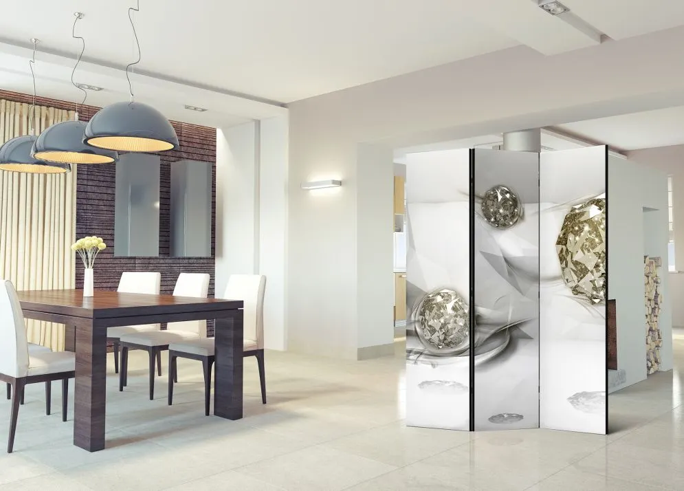 Parawan jednostronny 3D 135x172 cm 3-częściowy szary | MIRAT.