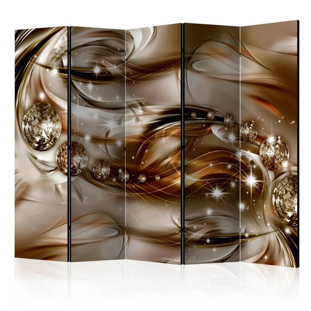 Parawan dwustronny Abstrakcje 225 x 172 cm Brązowy