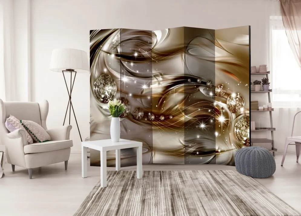 Parawan dwustronny Abstrakcje 225 x 172 cm Brązowy