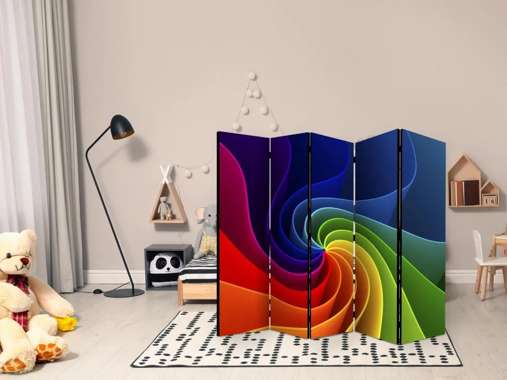 Parawan dwustronny Abstrakcje 225 x 172 cm Niebieski