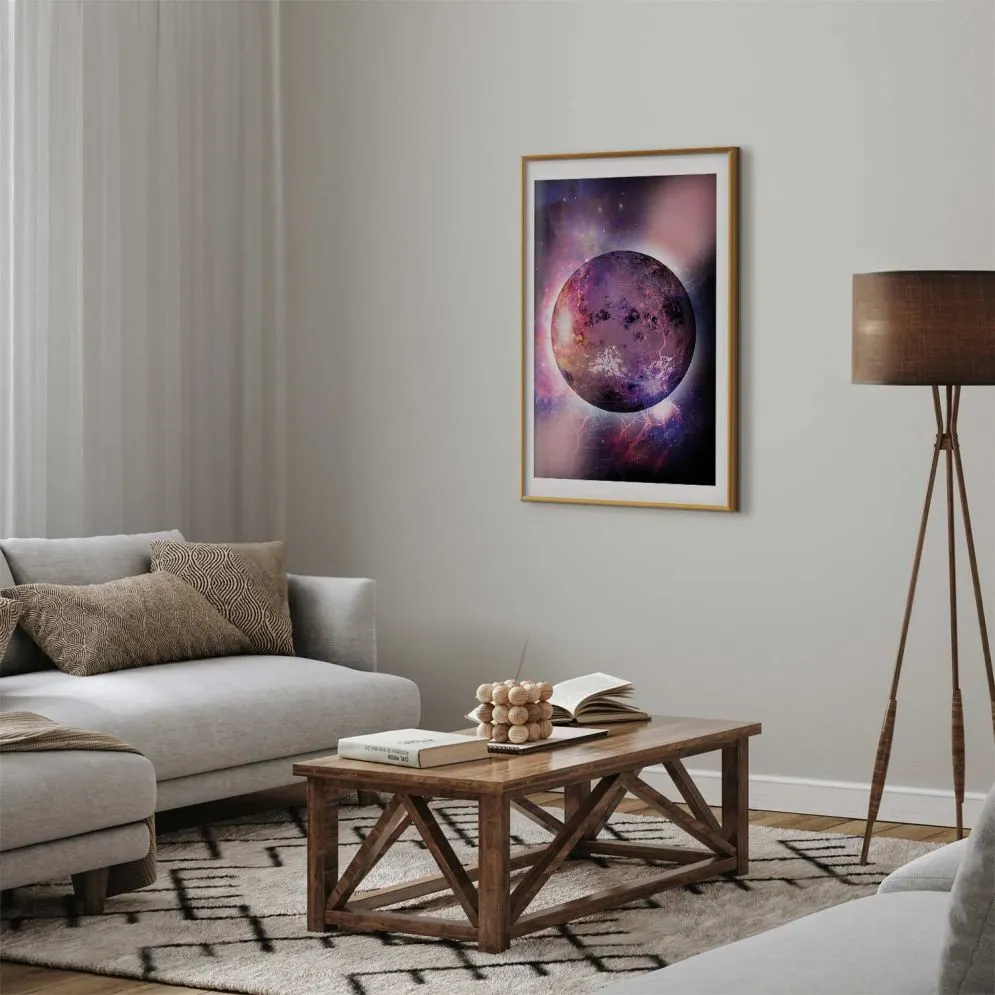 Plakat Nieznana planeta 21x30 cm z ramą złotą z marginesem | MIRAT.
