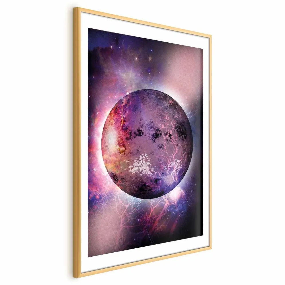 Plakat Nieznana planeta 21x30 cm z ramą złotą z marginesem | MIRAT.