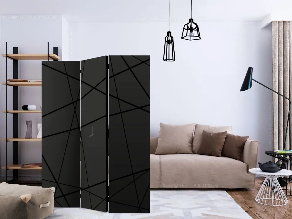 Parawan dwustronny Tła i desenie 135 x 172 cm Czarny