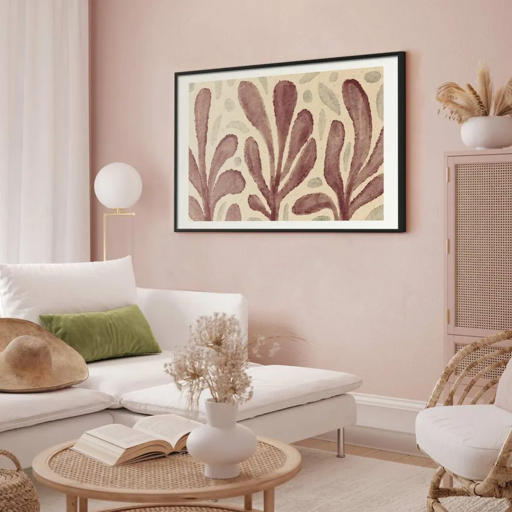 Plakat Liście i plamy 30x21 cm z ramą czarną z marginesem | MIRAT.