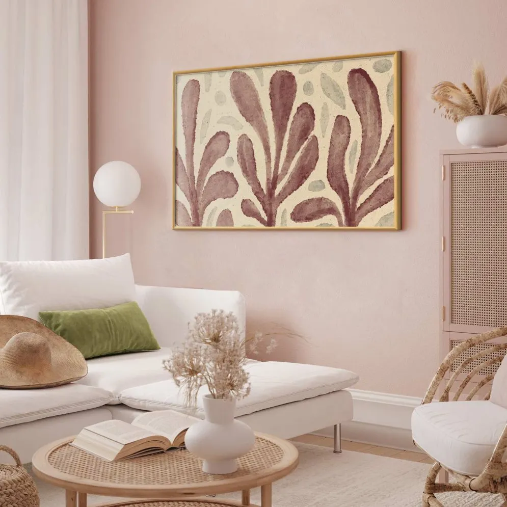 Plakat Liście i plamy 60x40 cm z ramą złotą bez marginesu | MIRAT.