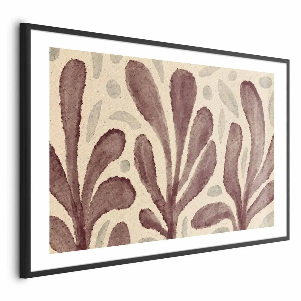 Plakat Liście i plamy 30x21 cm z ramą czarną z marginesem | MIRAT.