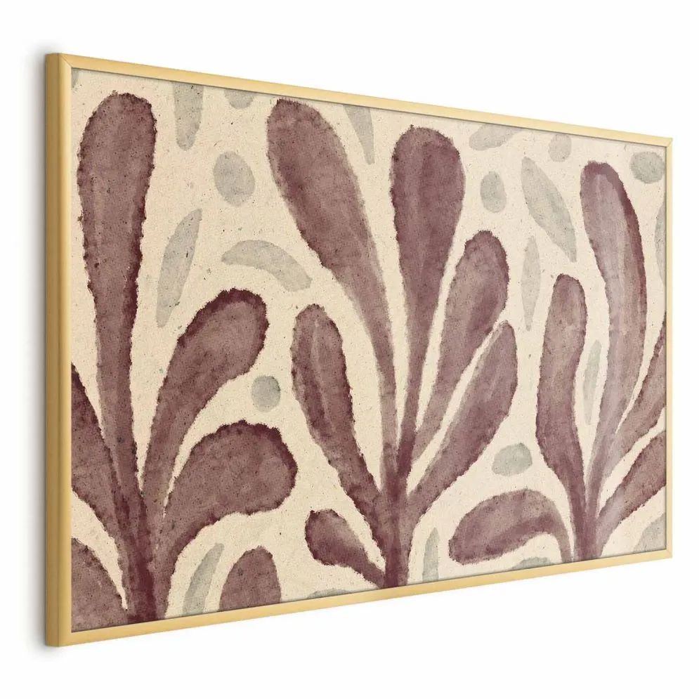 Plakat Liście i plamy 60x40 cm z ramą złotą bez marginesu | MIRAT.