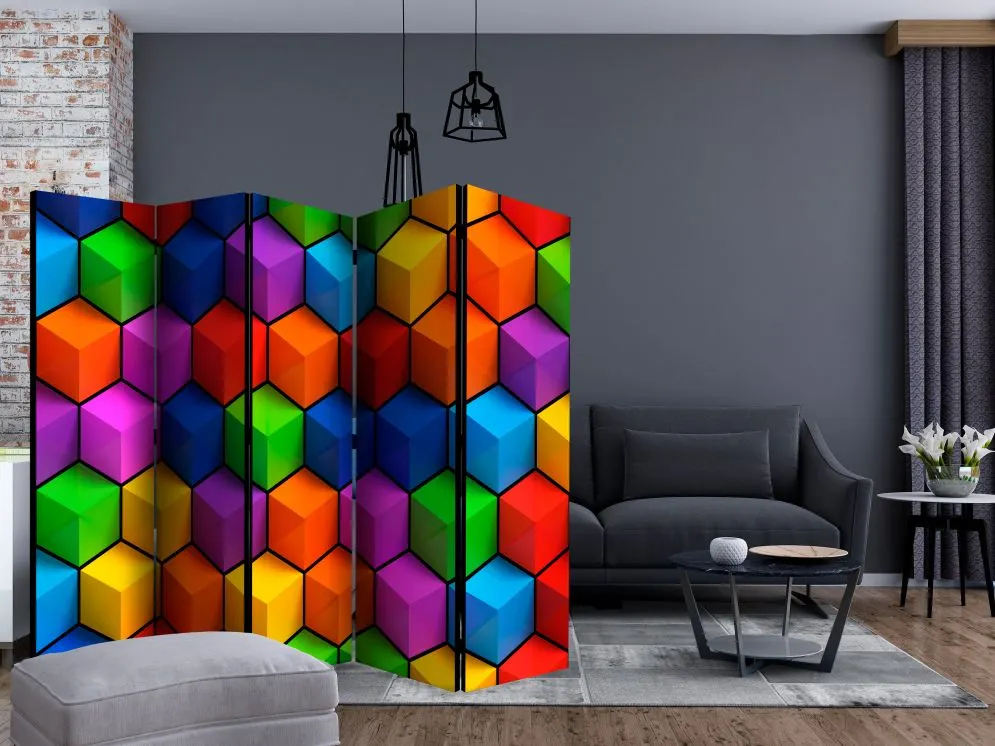 Parawan jednostronny 3D 225x172 cm 5-częściowy wielokolorowy | MIRAT.