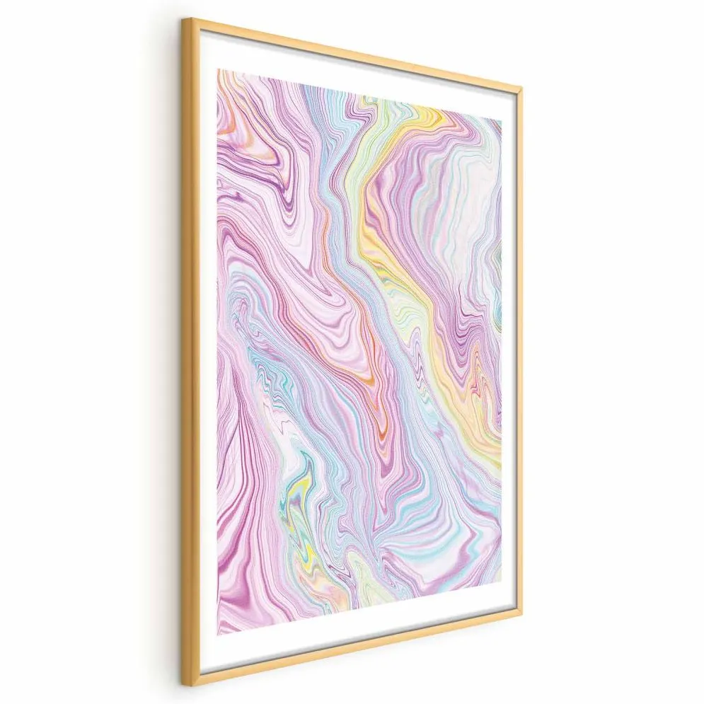 Plakat Kolorowy Sen 21x30 cm z ramą złotą z marginesem | MIRAT.