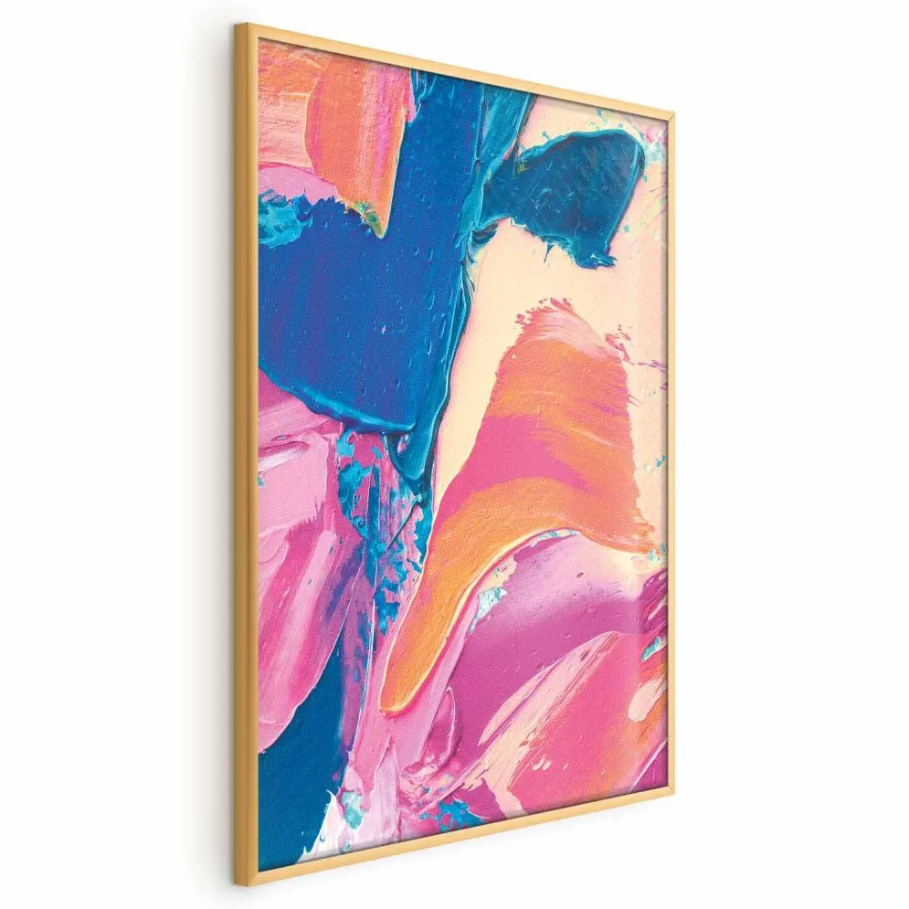 Plakat Kolorowa Ekspresja 21x30 cm z ramą złotą bez marginesu | MIRAT.