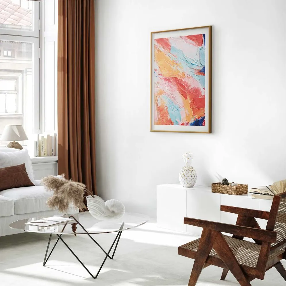 Plakat Kolorowa Harmonia 40x60 cm z ramą złotą z marginesem | MIRAT.