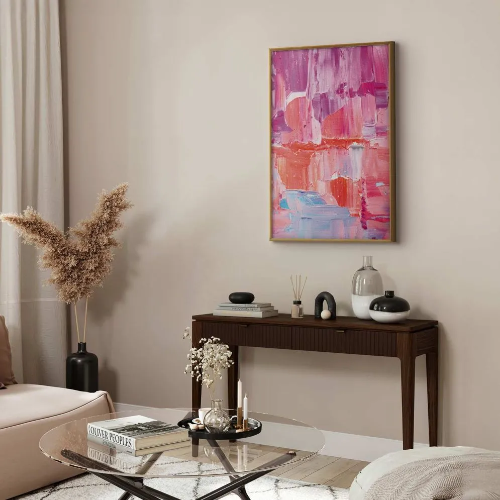 Plakat Kolorowe Pociągnięcia 60x40 cm z ramą złotą bez marginesu | MIRAT.