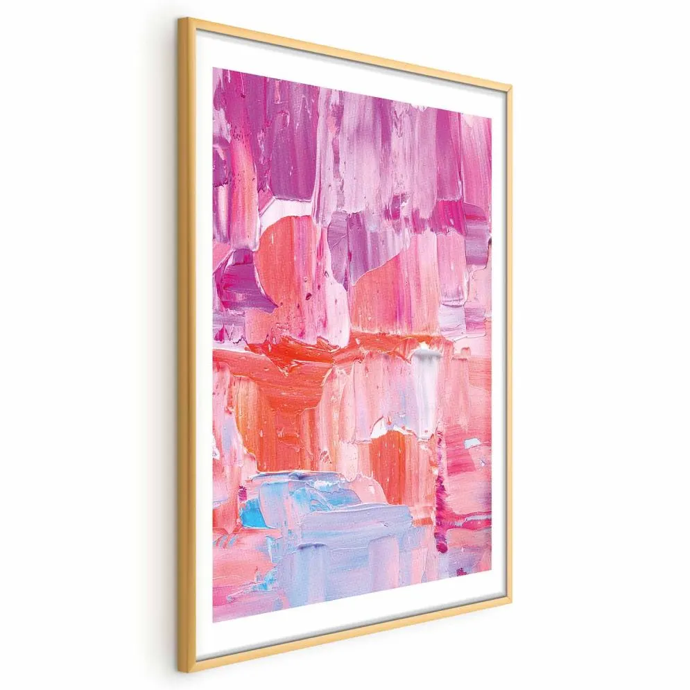 Plakat Kolorowe Pociągnięcia 42x29,7 cm z ramą złotą z marginesem | MIRAT.
