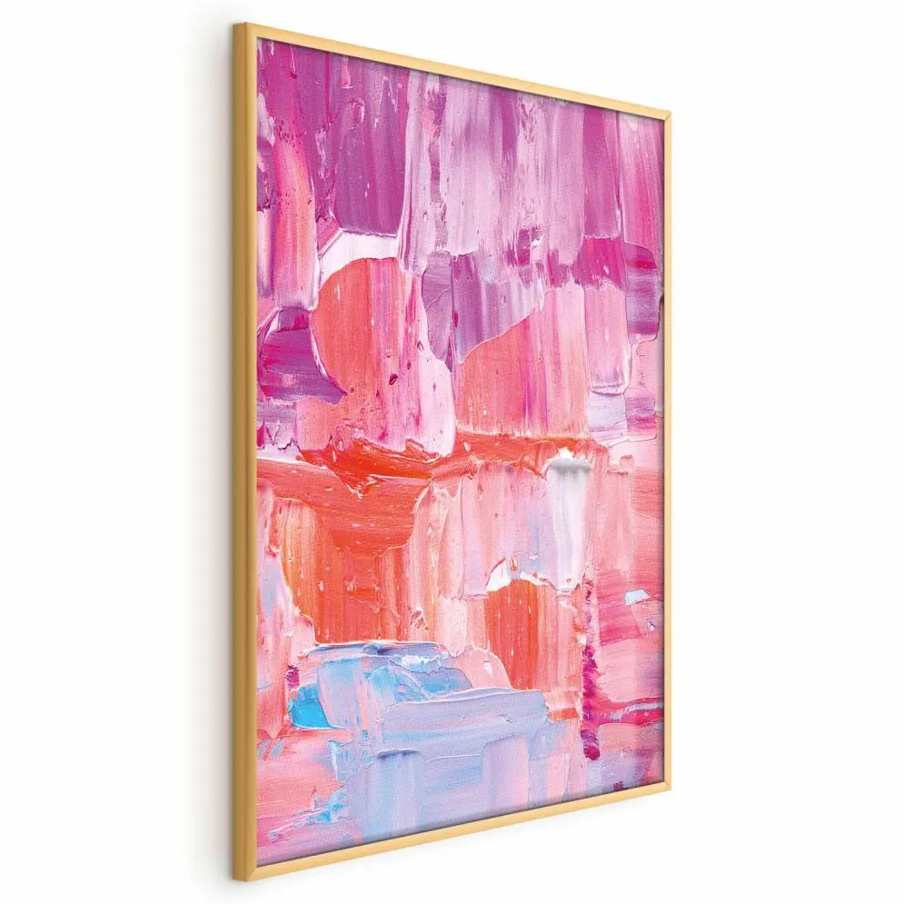 Plakat Kolorowe Pociągnięcia 60x40 cm z ramą złotą bez marginesu | MIRAT.