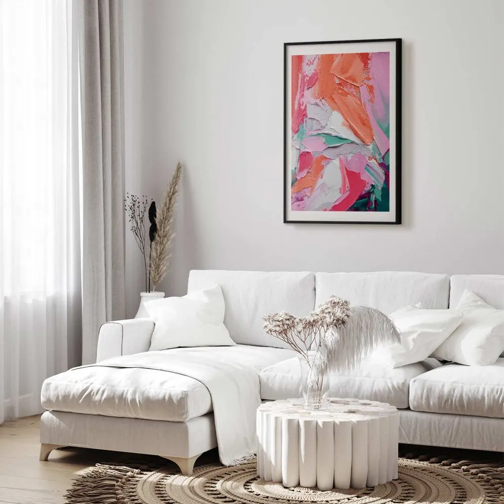 Plakat Różowa Paleta 21x30 cm z ramą czarną z marginesem | MIRAT.