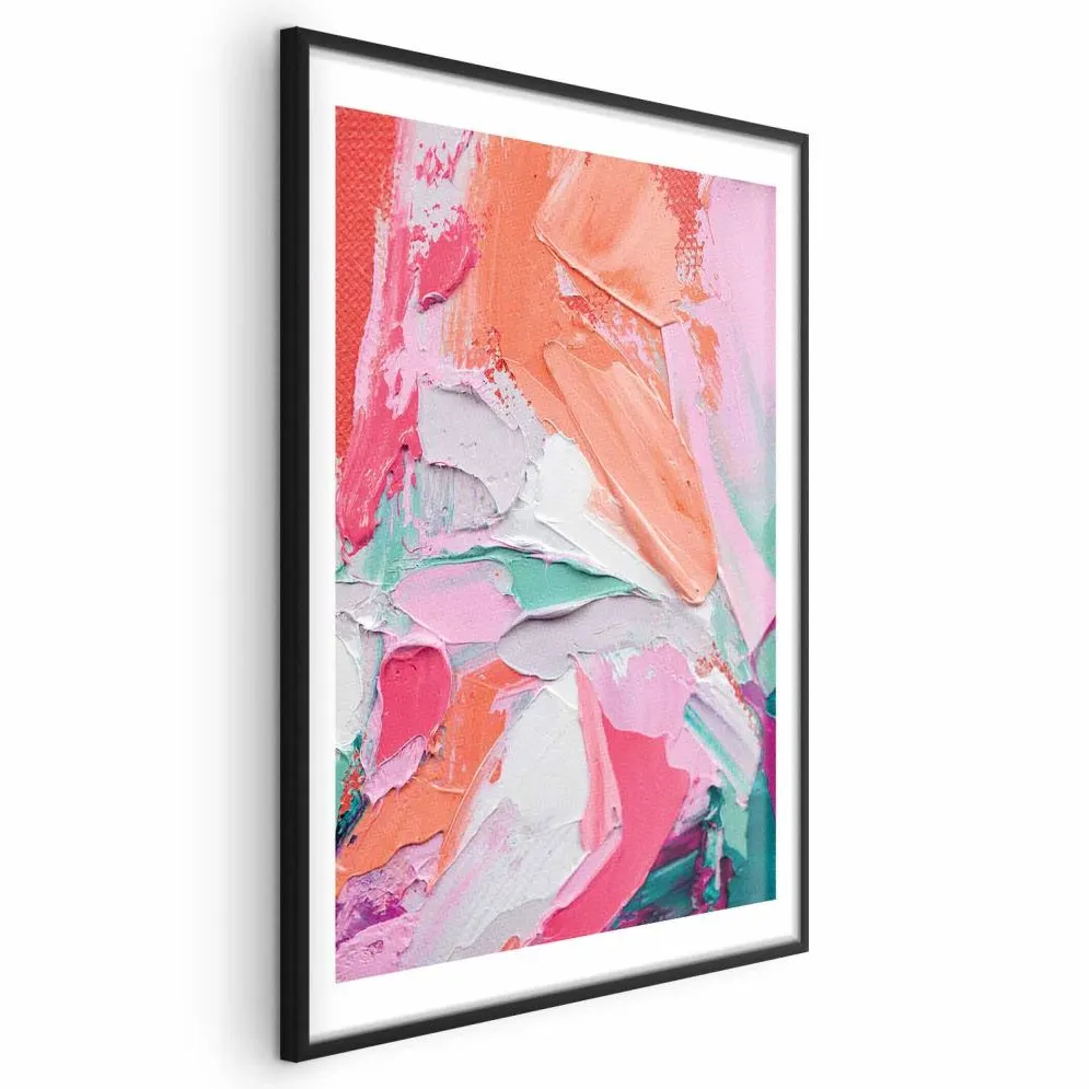 Plakat Różowa Paleta 21x30 cm z ramą czarną z marginesem | MIRAT.