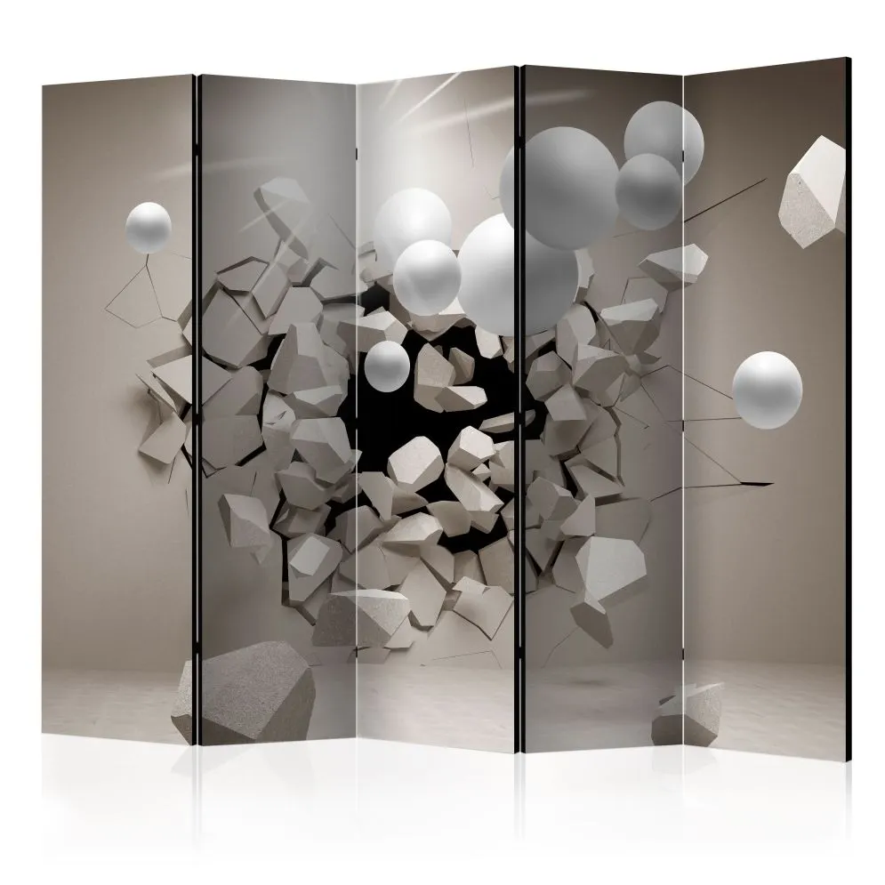 Parawan akustyczny 3D 225x172 cm 5-częściowy beżowy | MIRAT.