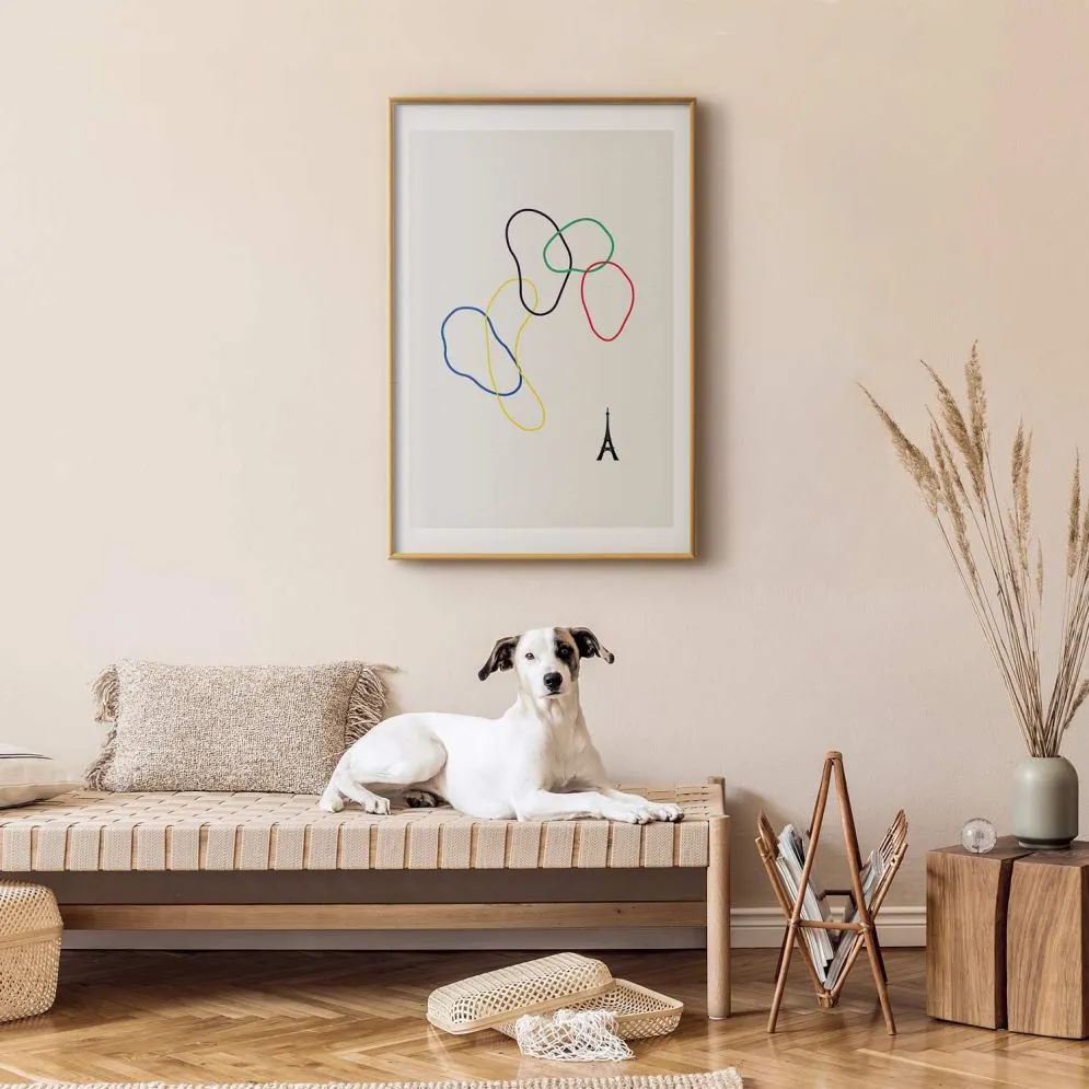 Plakat Kolorowe koła 21x30 cm z ramą złotą z marginesem | MIRAT.