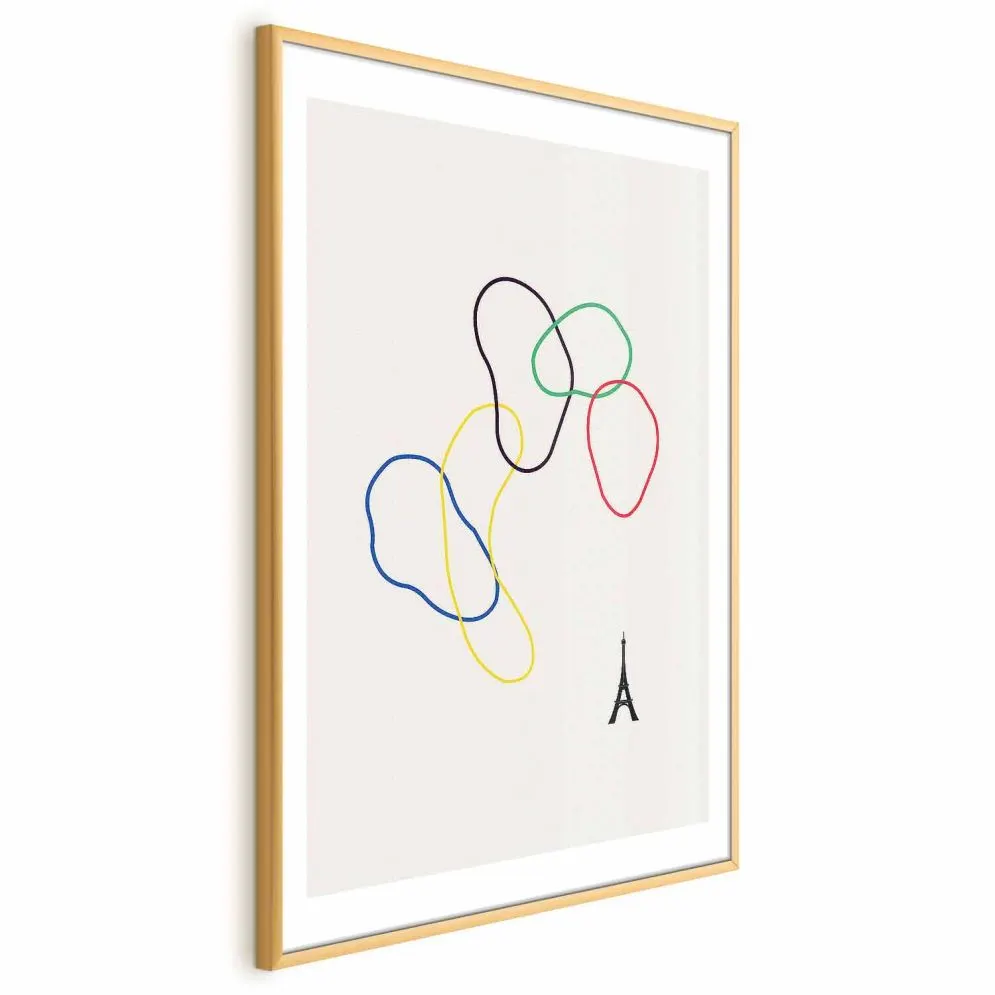 Plakat Kolorowe koła 21x30 cm z ramą złotą z marginesem | MIRAT.