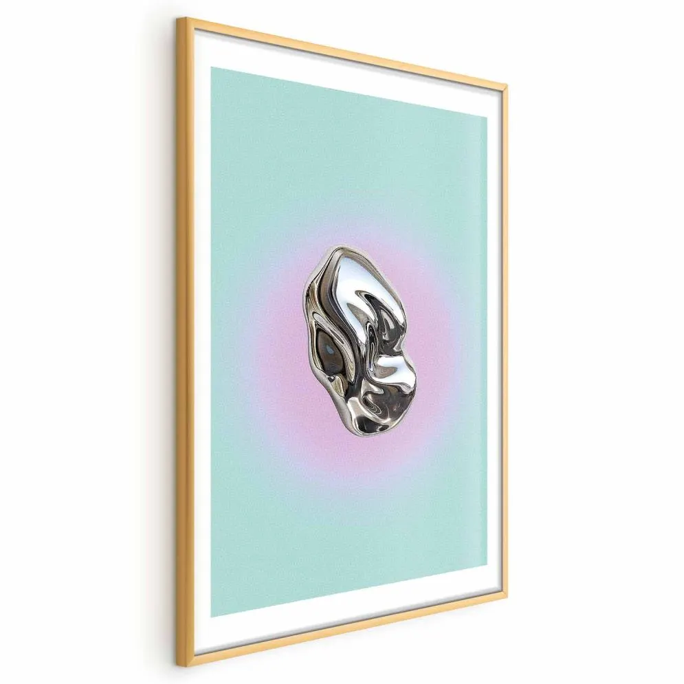 Plakat Metaliczna Forma 21x30 cm z ramą złotą z marginesem | MIRAT.
