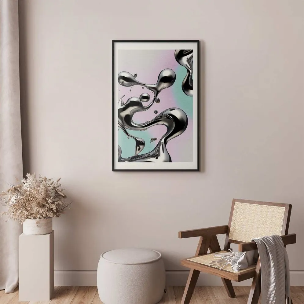 Plakat Metaliczne Płynności 21x30 cm z ramą czarną z marginesem | MIRAT.