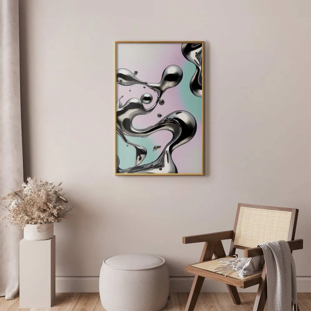 Plakat Metaliczne Płynności 21x30 cm z ramą złotą bez marginesu | MIRAT.