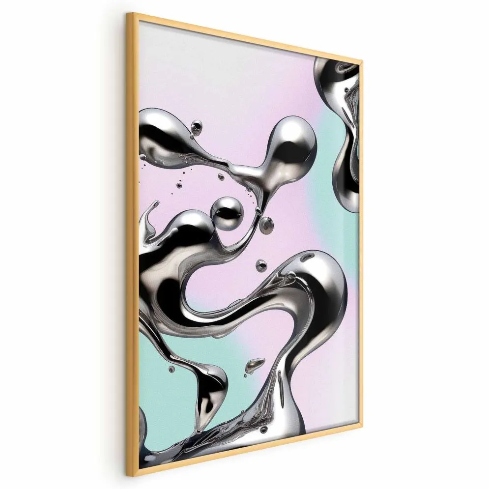 Plakat Metaliczne Płynności 21x30 cm z ramą złotą bez marginesu | MIRAT.