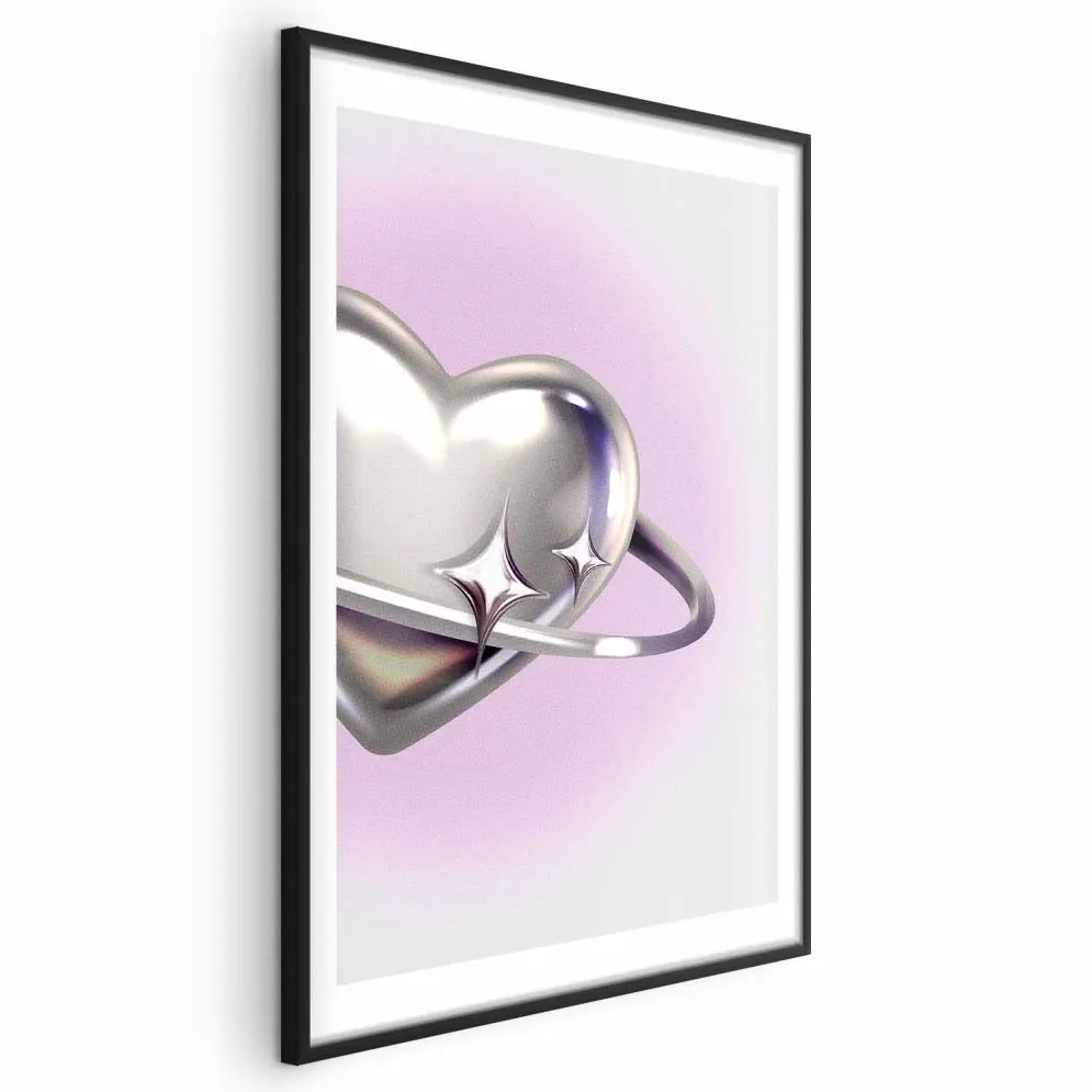 Plakat Kosmiczne Serce 21x30 cm z ramą czarną z marginesem | MIRAT.