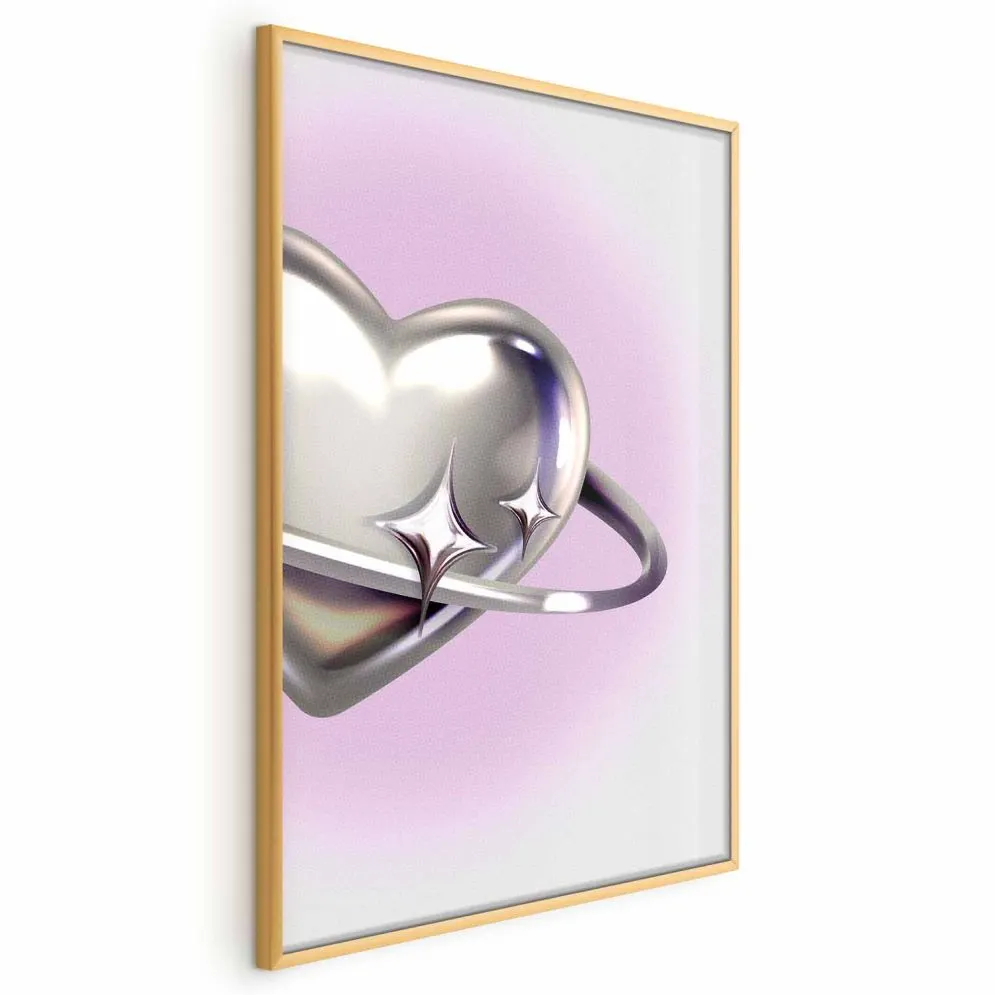 Plakat Kosmiczne Serce 21x30 cm z ramą złotą bez marginesu | MIRAT.