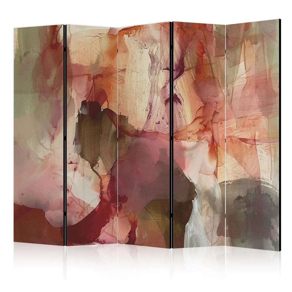 Parawan dwustronny Abstrakcje 225x172 cm 5-częściowy beżowy | MIRAT.