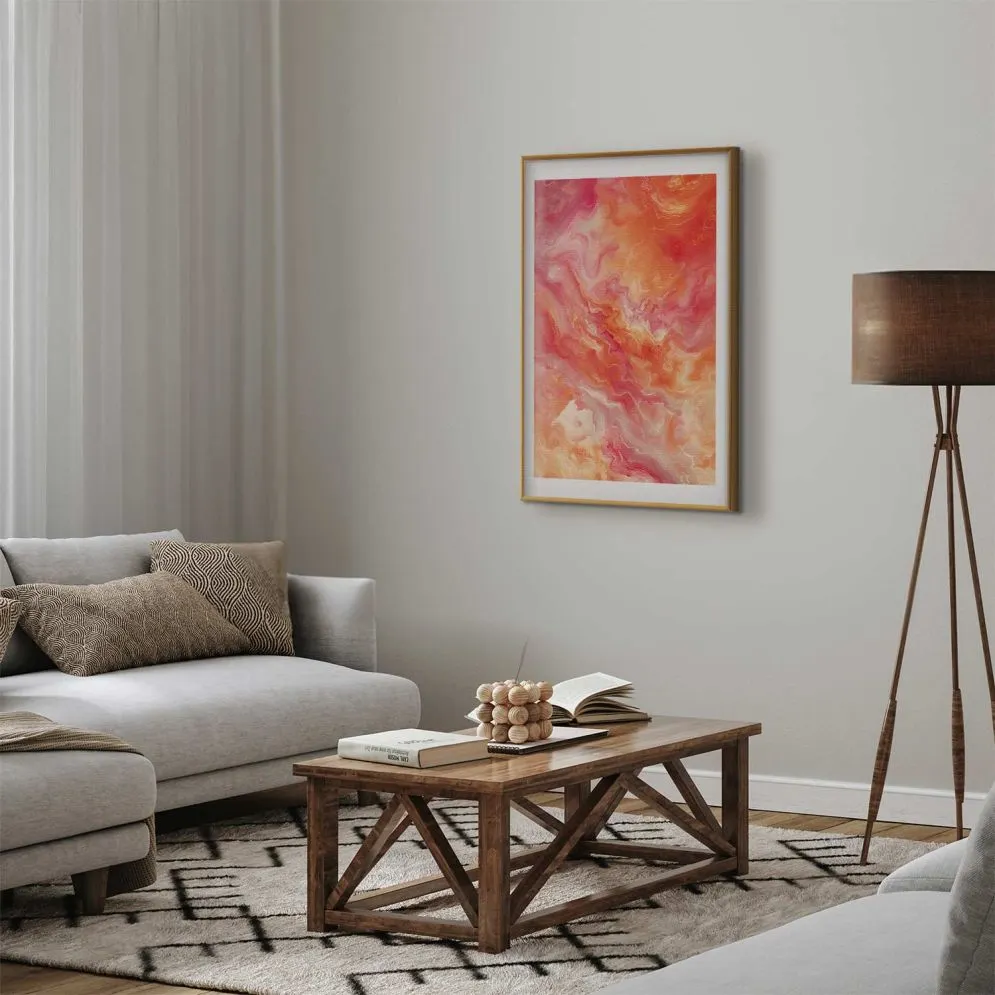 Plakat Płomienne Barwy 21x30 cm z ramą złotą z marginesem | MIRAT.