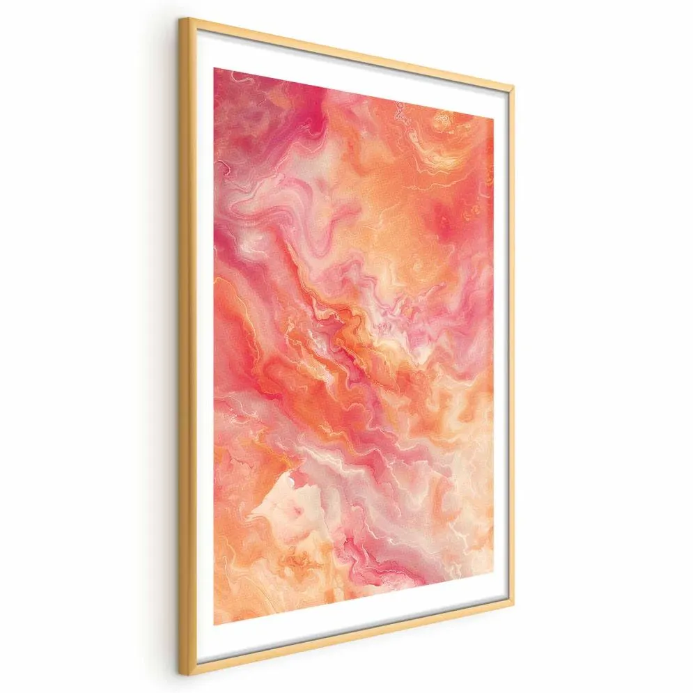 Plakat Płomienne Barwy 21x30 cm z ramą złotą z marginesem | MIRAT.