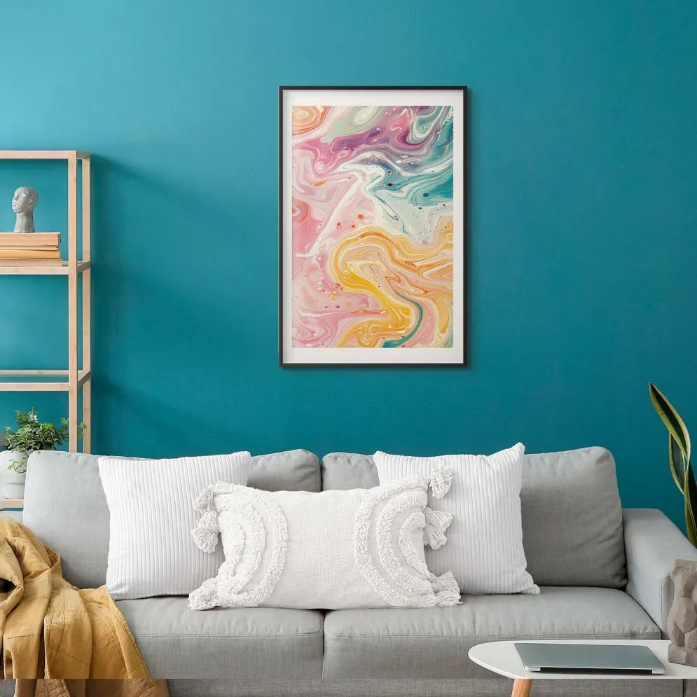 Plakat Kolorowy Chaos 21x30 cm z ramą czarną z marginesem | MIRAT.