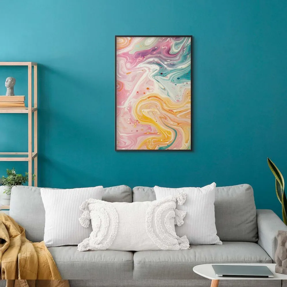 Plakat Kolorowy Chaos 21x30 cm z ramą czarną bez marginesu | MIRAT.