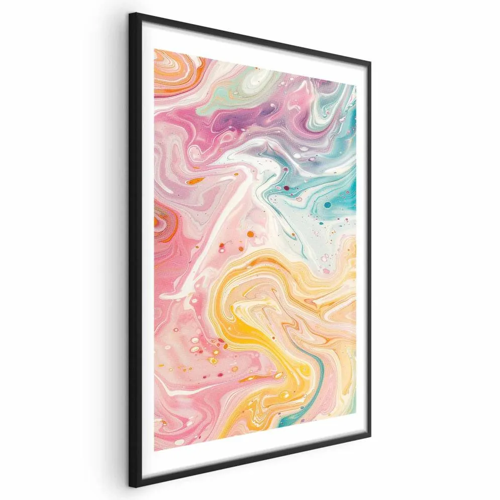 Plakat Kolorowy Chaos 21x30 cm z ramą czarną z marginesem | MIRAT.