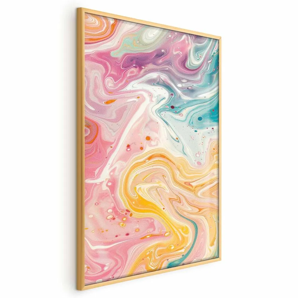 Plakat Kolorowy Chaos 21x30 cm z ramą złotą bez marginesu | MIRAT.