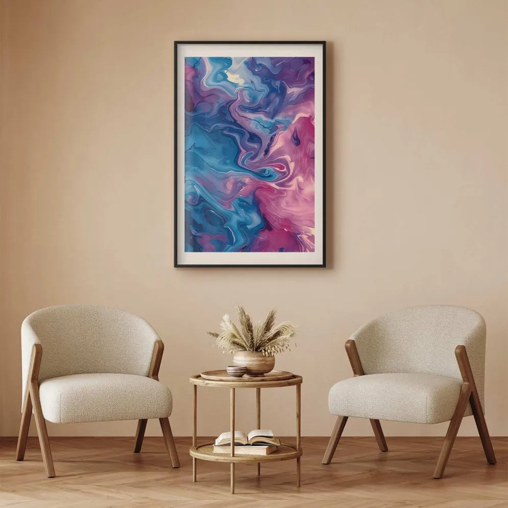 Plakat Nocne Przepływy 21x30 cm z ramą czarną z marginesem | MIRAT.