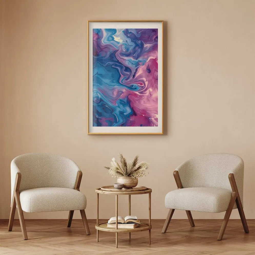 Plakat Nocne Przepływy 21x30 cm z ramą złotą z marginesem | MIRAT.