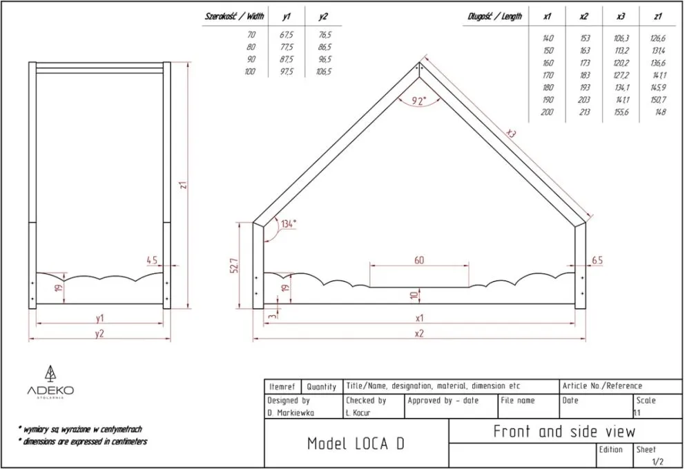 Łóżko dziecięce LOCA D 70x140 sosna domek | MIRAT. w stylu kolekcja LOCA