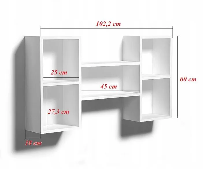 Półka ALESIA 6 szara wisząca do salonu | MIRAT. styl LOFT