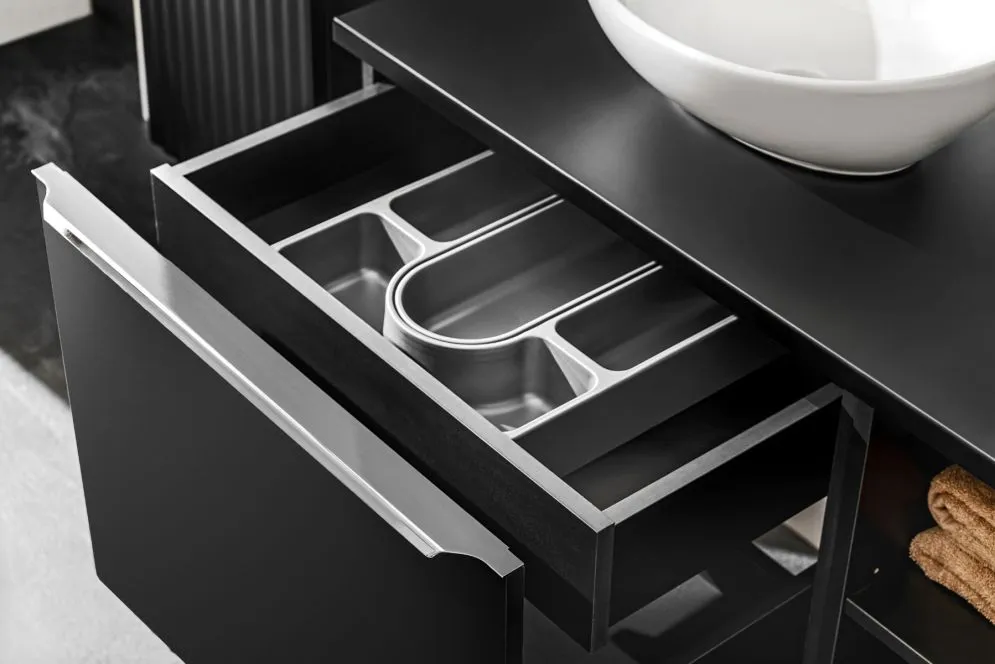 Szafka pod umywalkę nablatową SANTA FE BLACK 60 cm czarny mat wisząca I sklep meblowy MIRAT. styl LOFT kolekcja SANTA FE BLACK