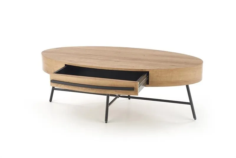 Stolik kawowy CAROLINA 120x60 dąb/czarna do salonu w stylu industrialnym | MIRAT. styl LOFT