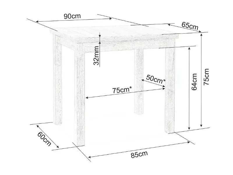 Stół kuchenny ADAM 90x65 dąb lancelot / biały mat | MIRAT