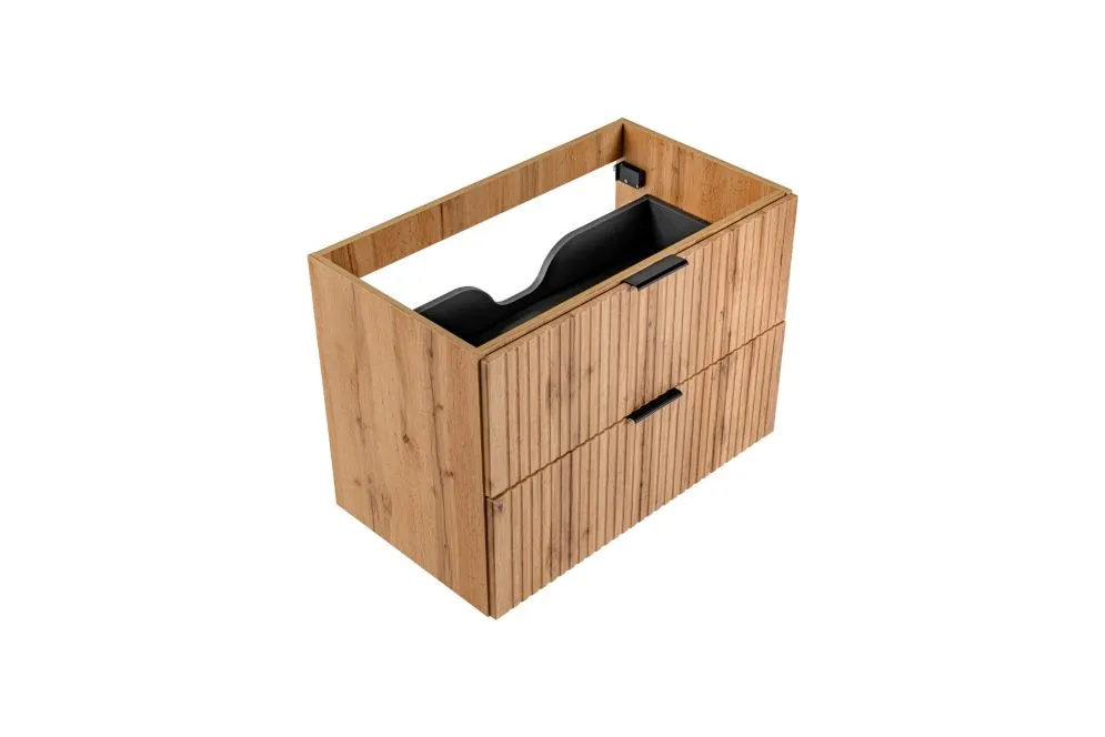 Szafka pod umywalkę ADEL OAK 82 80cm dąb wotan z ryflowanymi frontami I sklep meblowy MIRAT. styl RYFLOWANY, SKANDYNAWSKI