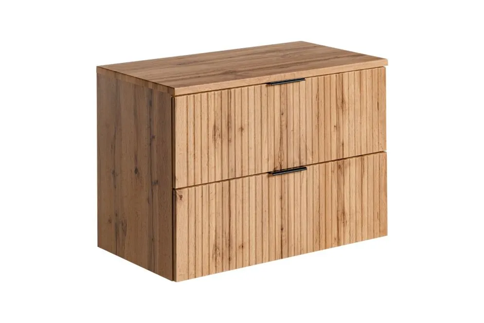 Szafka pod umywalkę ADEL OAK 82 80cm dąb wotan z ryflowanymi frontami I sklep meblowy MIRAT. styl RYFLOWANY, SKANDYNAWSKI