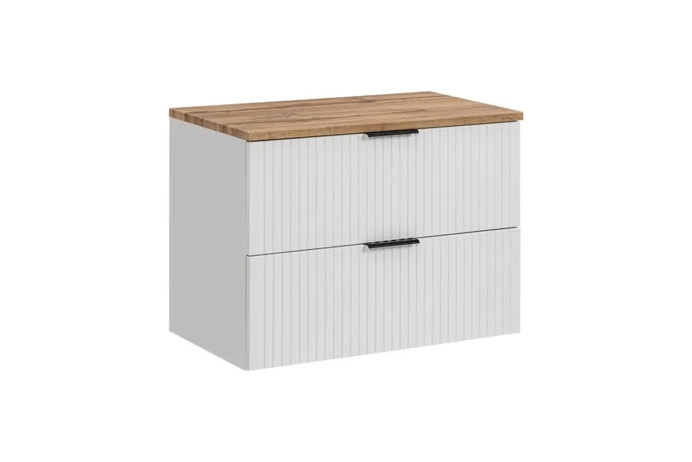 Szafka pod umywalkę ADEL WHITE 82 80cm biała z ryflowanymi frontami I sklep meblowy MIRAT. styl LOFT, RYFLOWANY, SKANDYNAWSKI
