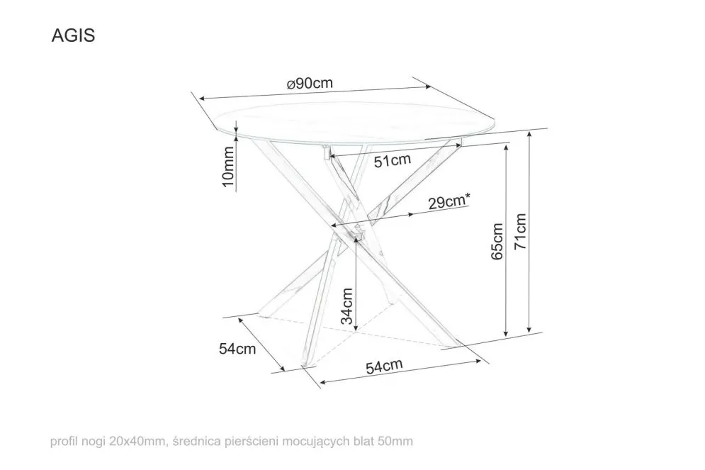 Stół okrągły AGIS 90x90 orzech/czarny w stylu loft I sklep meblowy MIRAT. styl LOFT