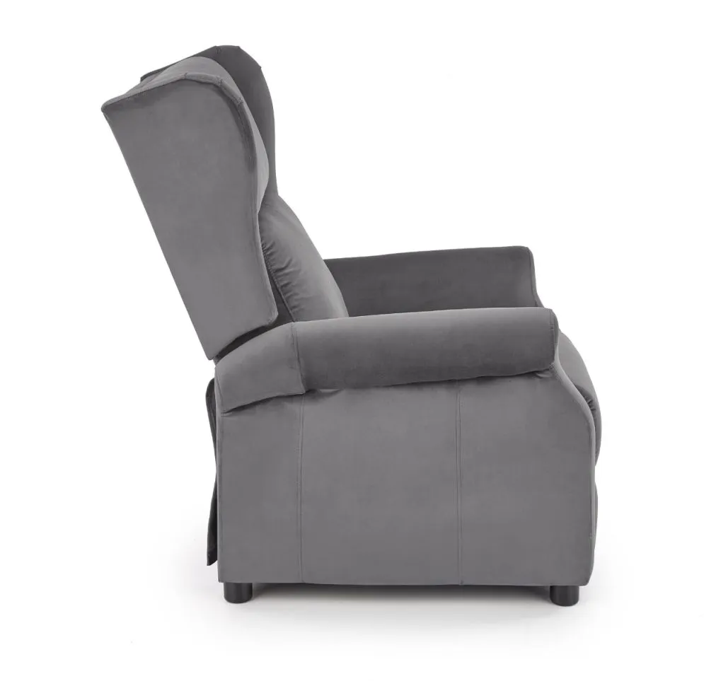Fotel rozkładany AGUSTIN 2 VELVET szary uszak | MIRAT. styl GLAMOUR, LOFT