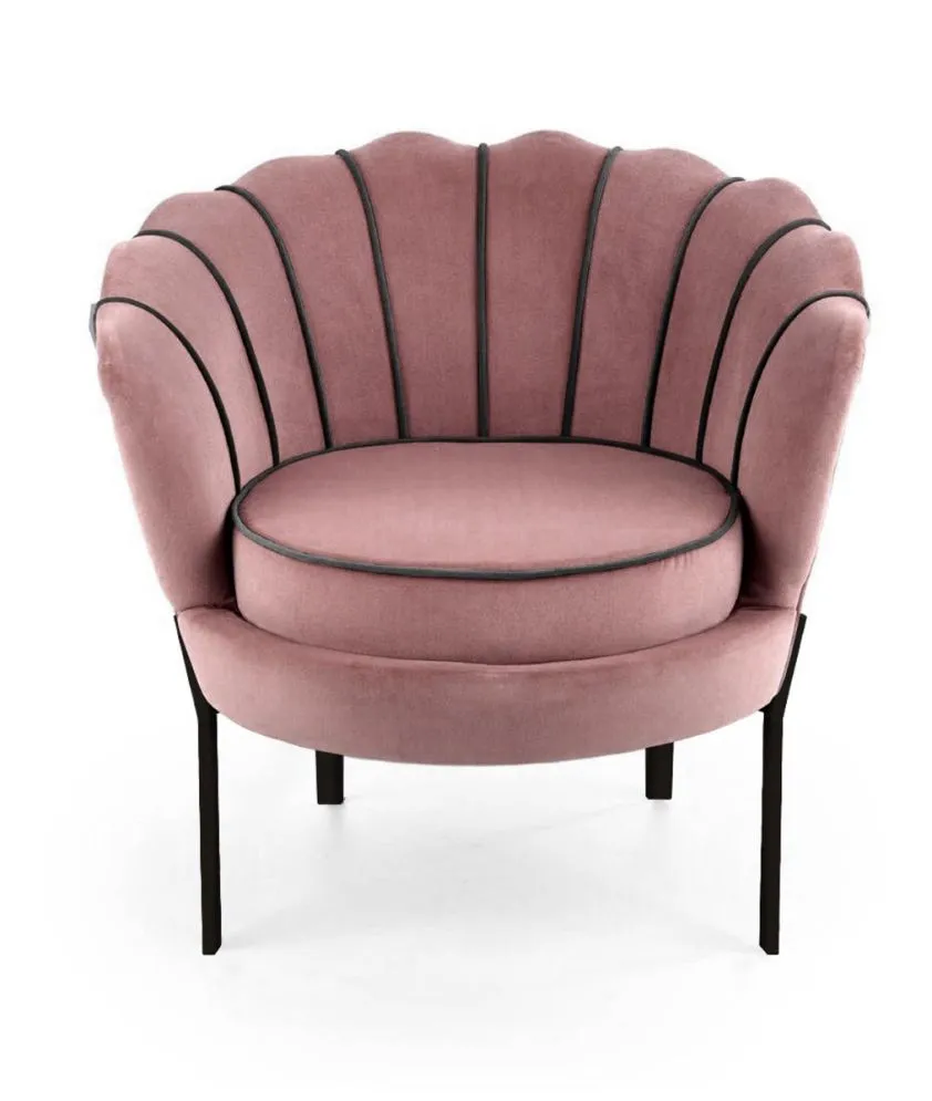 Fotel ANGELO różowy na czarnych nogach do salonu | MIRAT. styl GLAMOUR, LOFT