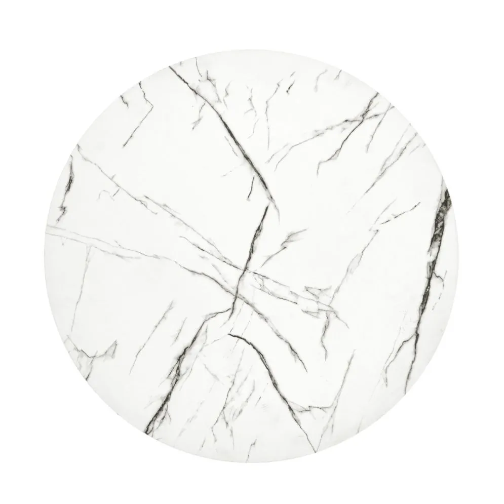 Stolik kawowy ANTICA 55x55 biały marmur/czarny okrągły do salonu | MIRAT. styl GLAMOUR, LOFT
